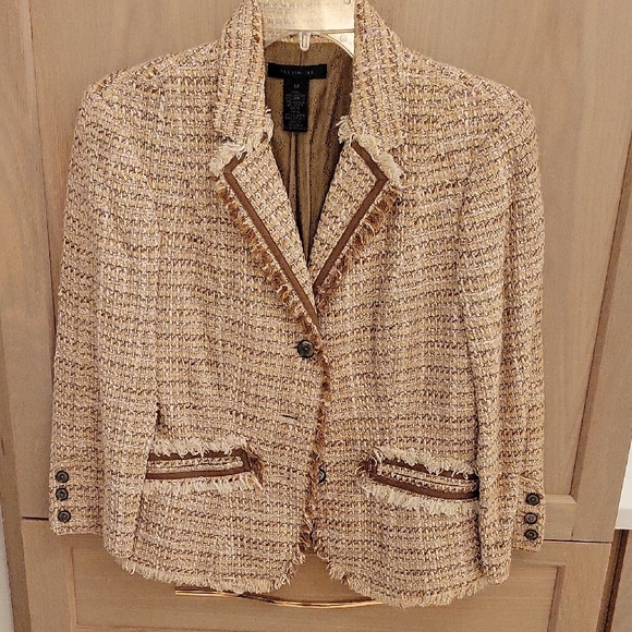 The Limited Jackets & Blazers - The Limited Textured Blazer in Beige with Dark Trim